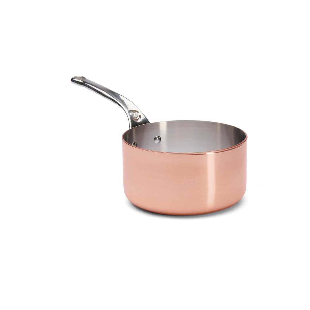 Kasserolle, kobber med rustfrit stål greb, Ø16 cm til induktion