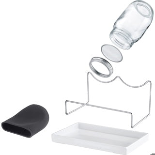Spireglas, sæt med 2 glas 950 ml, stativ og drænbakke