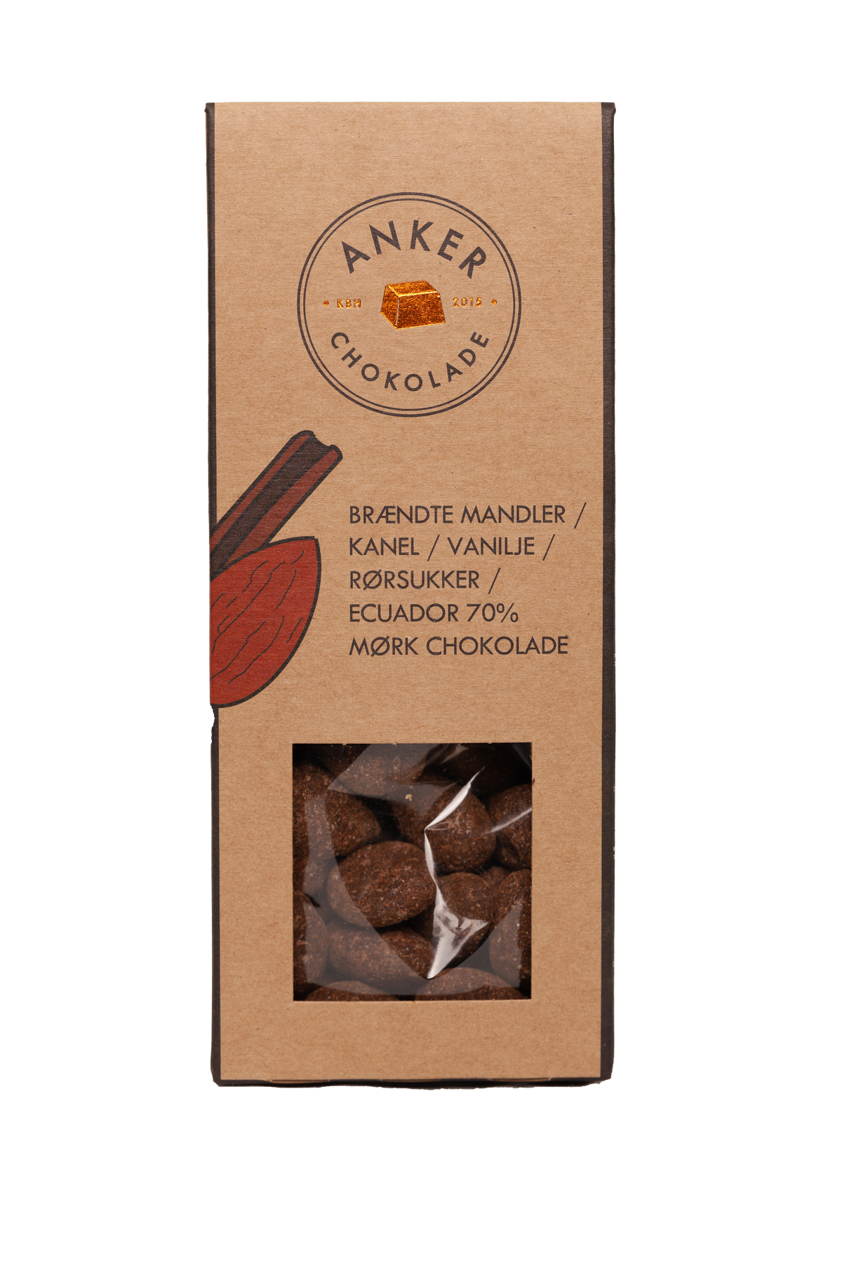 Ankers Brændte Mandler – Kanel, vanilje og mørk chokolade fra Ecuador